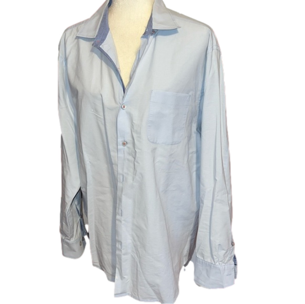 Tommy Bahama Long Sleeves Cotton Button Blue Shirt L